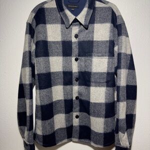 BANANA REPUBLIC Black and Gray Checkered Shacket Pockets M-L